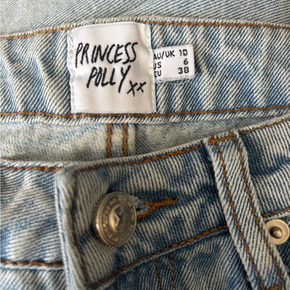 Princess Polly | Light Blue Distressed Mid Rise Mom Jeans - Picture 6 of 6